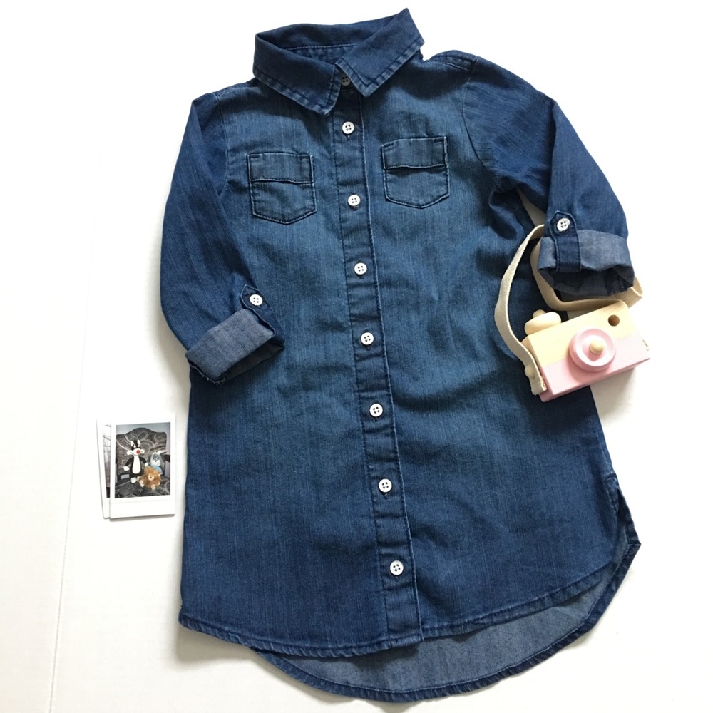 Old Navy Denim Jean Shirt Dress Roll Up Sleeves